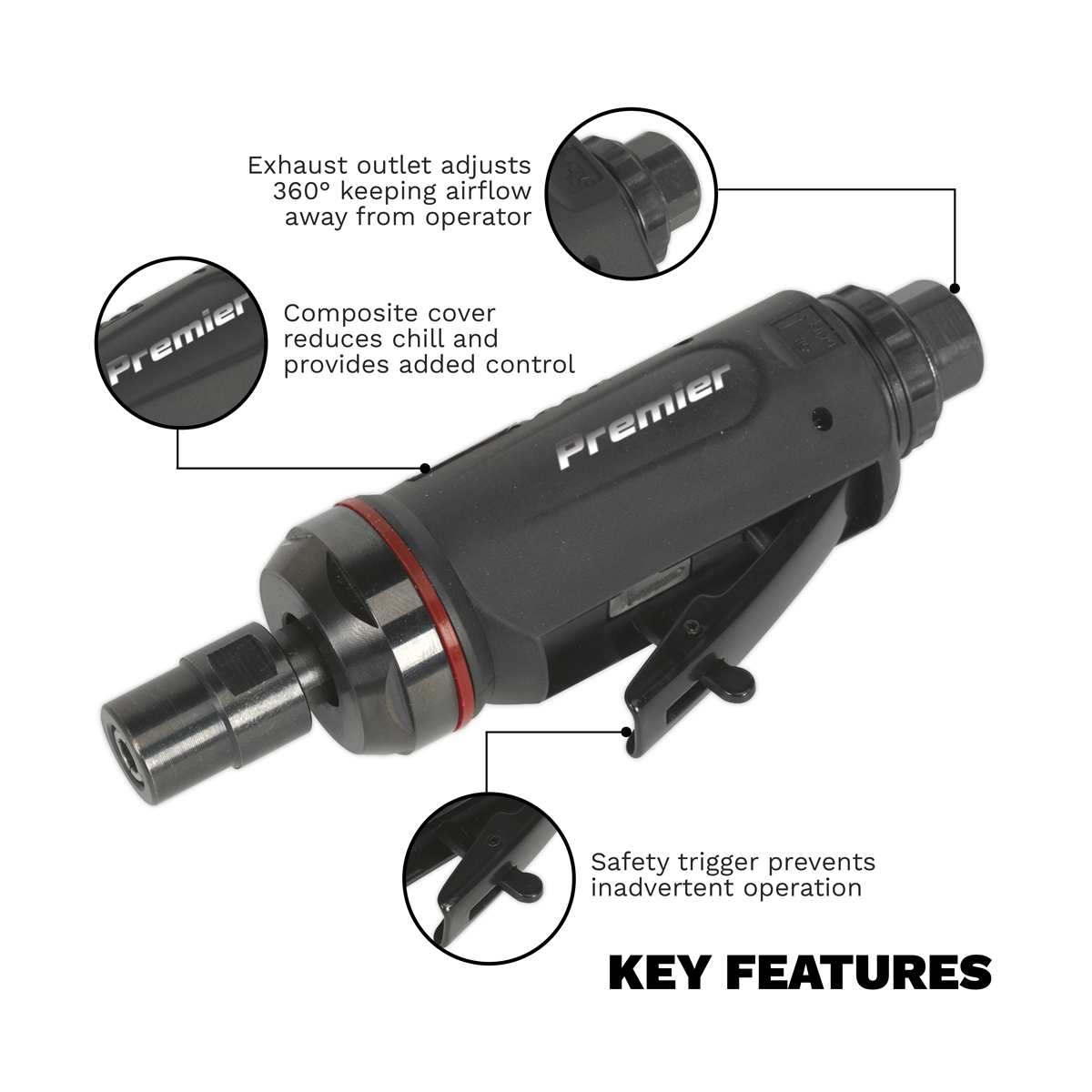 Premier SA652 Premier Midi Straight Air Die Grinder 6mm