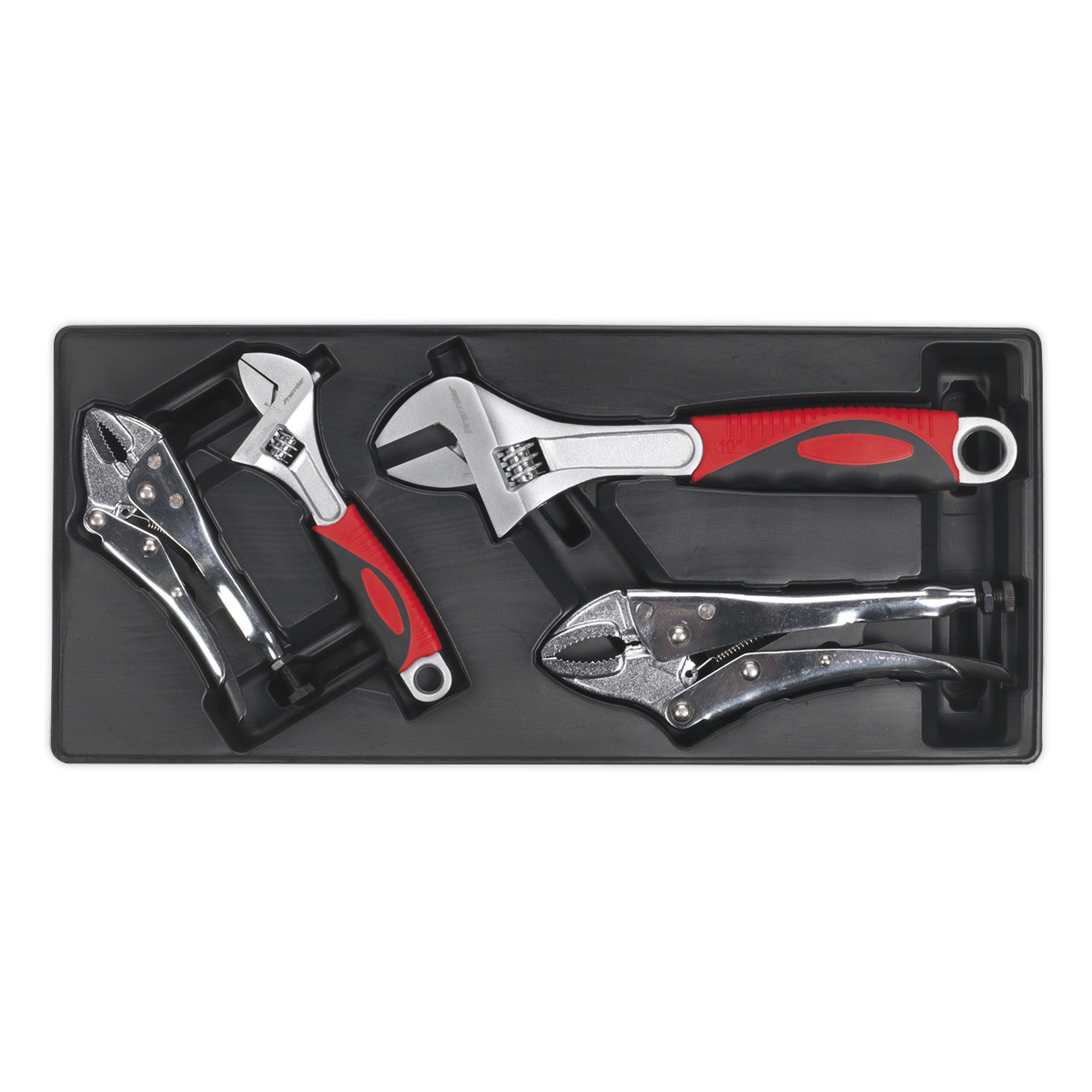 Premier TBT04 Premier Locking Pliers & Adjustable Wrench Set with Tool Tray 4pc