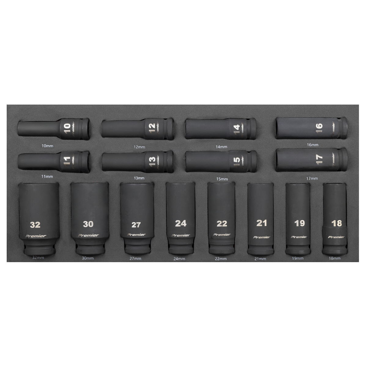 Premier TBT47 Premier Deep Impact Socket Set with Tool Tray 1/2"Sq Drive 16pc