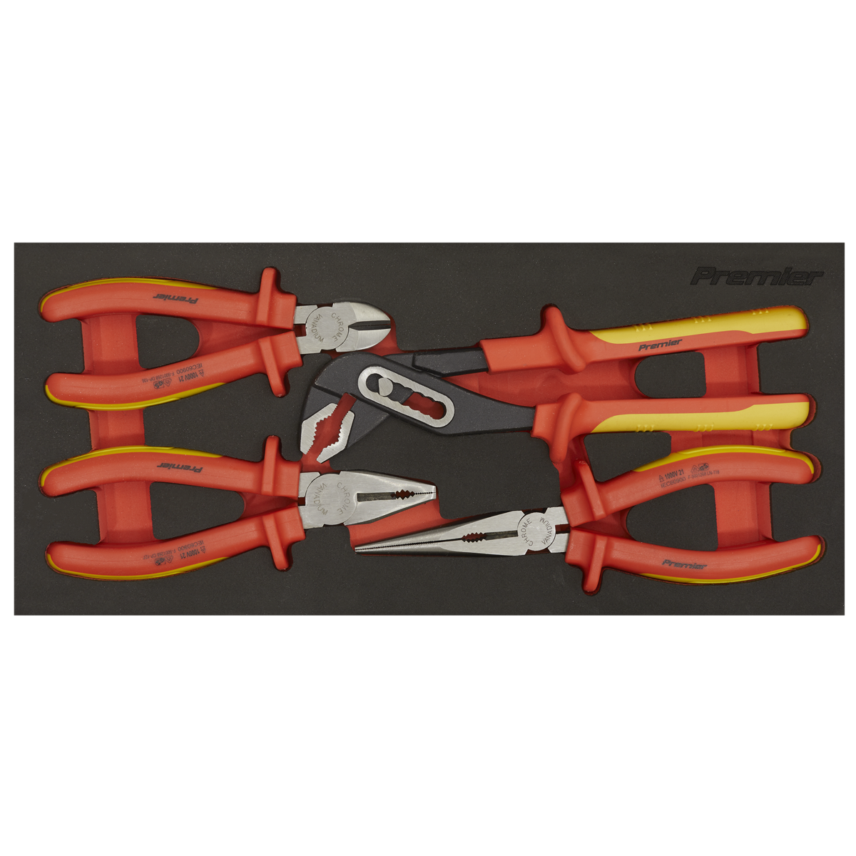 Premier TBTE07 Premier Insulated Pliers Set with Tool Tray 4pc - VDE Approved