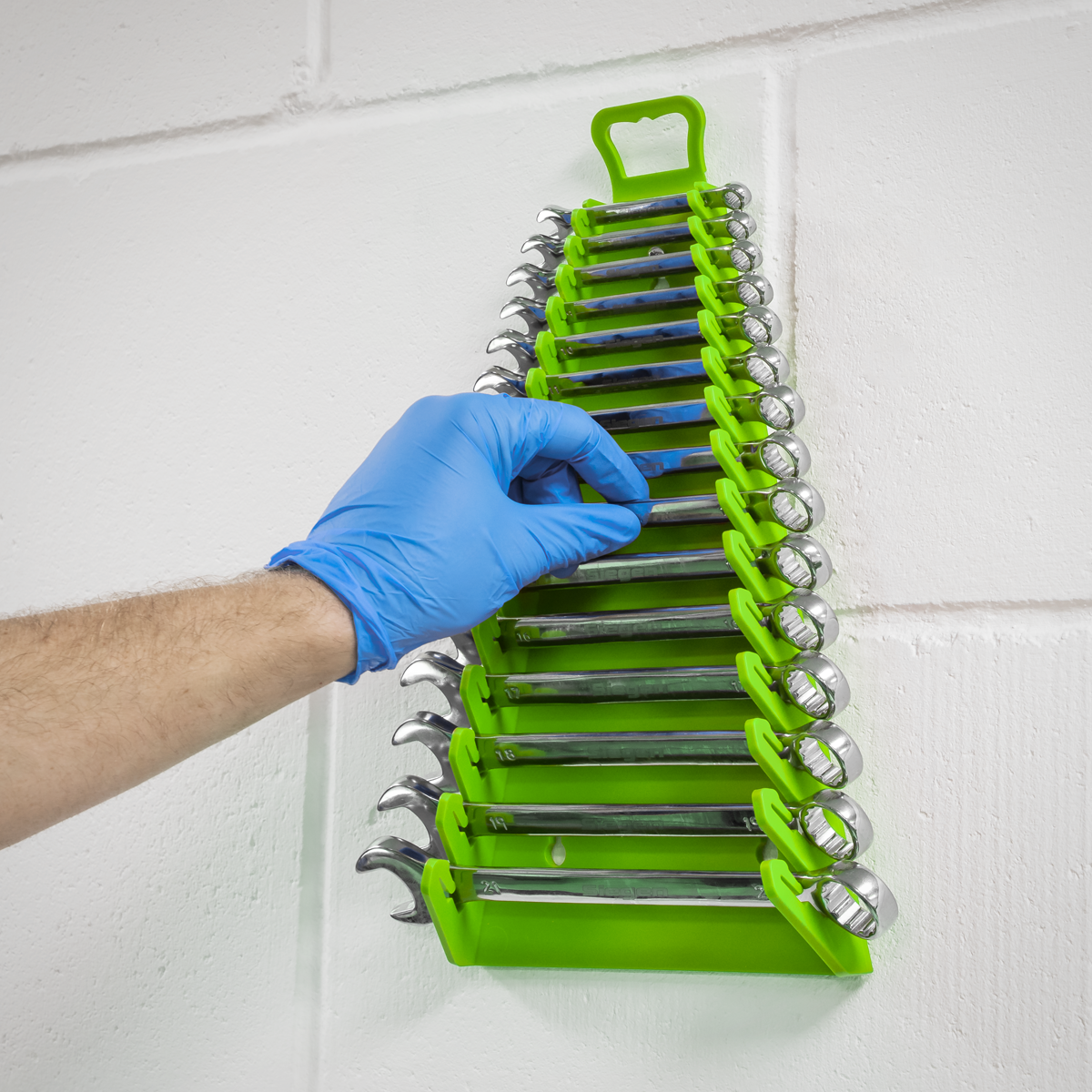 Premier WR09HV Premier Reverse Spanner Rack Capacity 15 Spanners - Hi-Vis Green