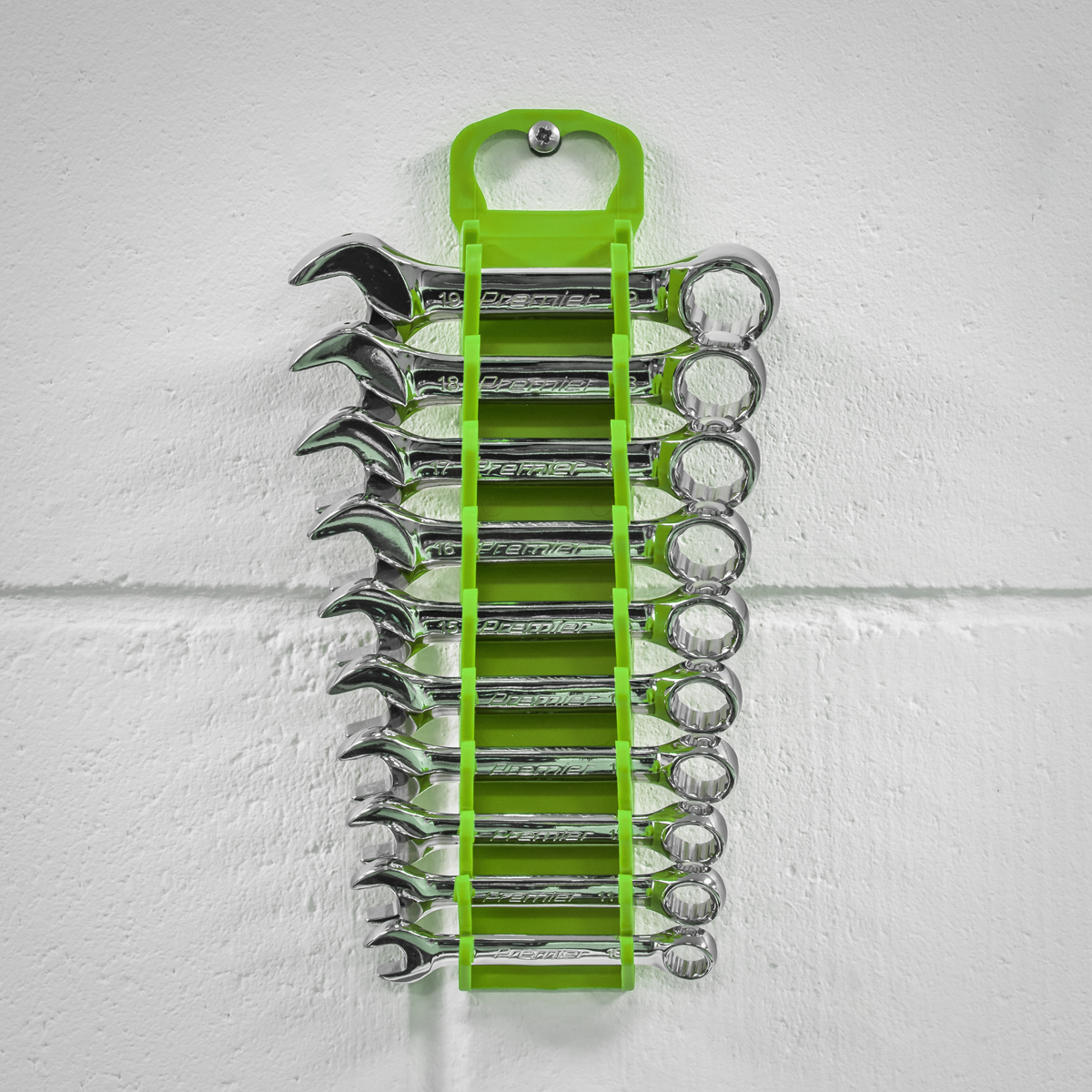 Premier WR10HV Premier Spanner Rack Capacity 10 Stubby Spanners - Hi-Vis Green