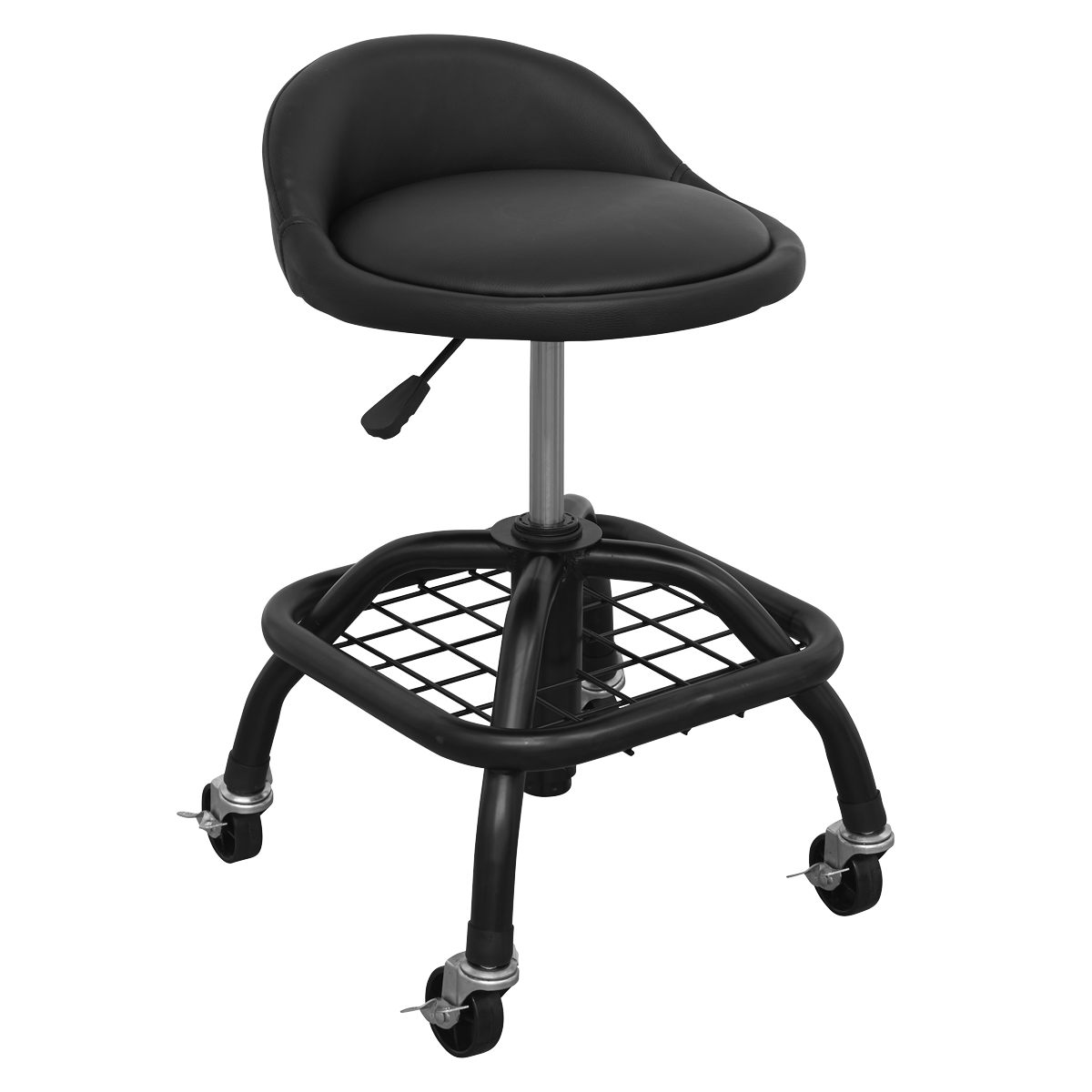 Premier Industrial SCR02B Premier Industrial Pneumatic Creeper Stool with Adjustable Height Swivel Seat & Back Rest