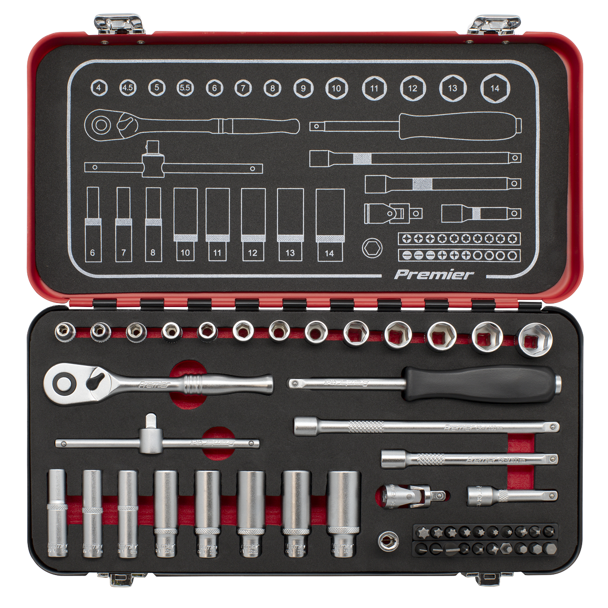 Premier Platinum AK7920 Premier Platinum Socket Set 1/4"Sq Drive 49pc