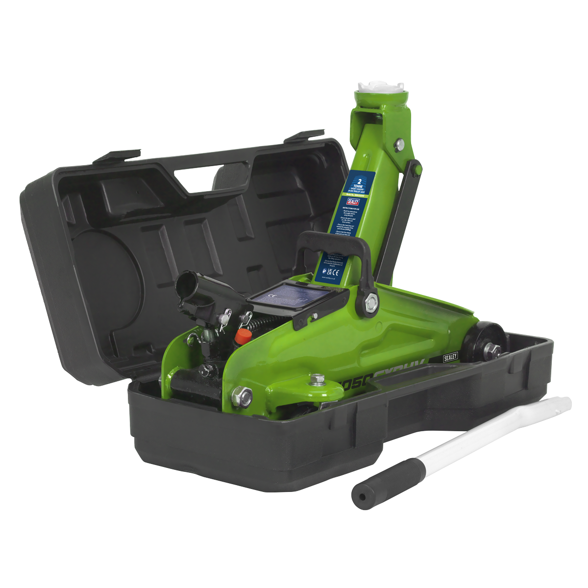 Sealey 1050CXDHV Short Chassis Trolley Jack with Storage Case 2 Tonne - Green