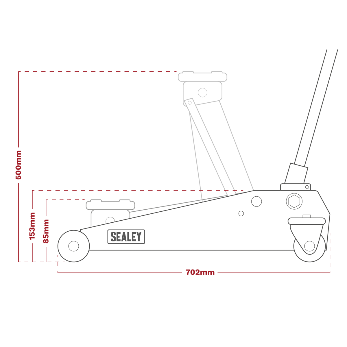 Sealey 3000LE Low Profile Trolley Jack with Rocket Lift 3 Tonne - Red