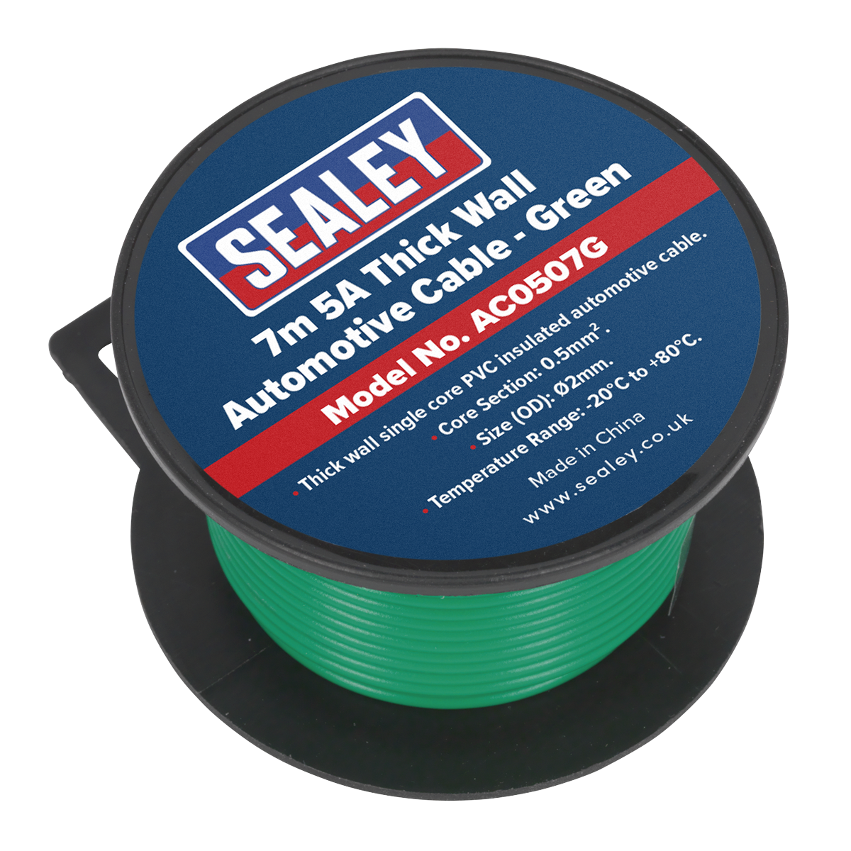 Sealey AC0507G 5A Thick Wall Automotive Cable 7m - Green