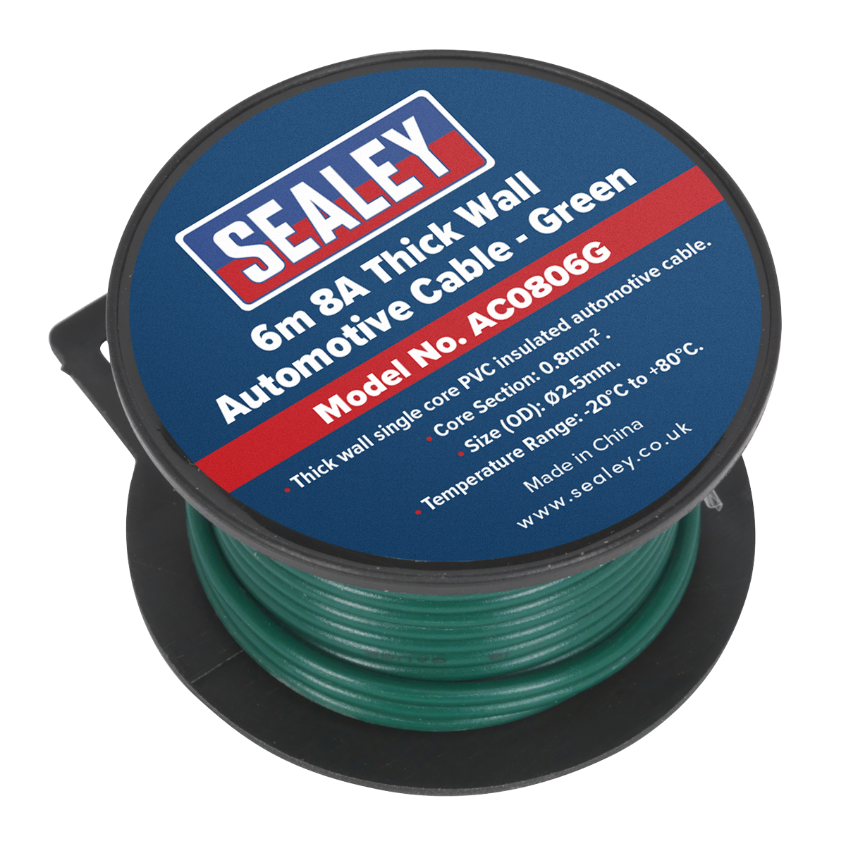 Sealey AC0806G 8A Thick Wall Automotive Cable 6m - Green
