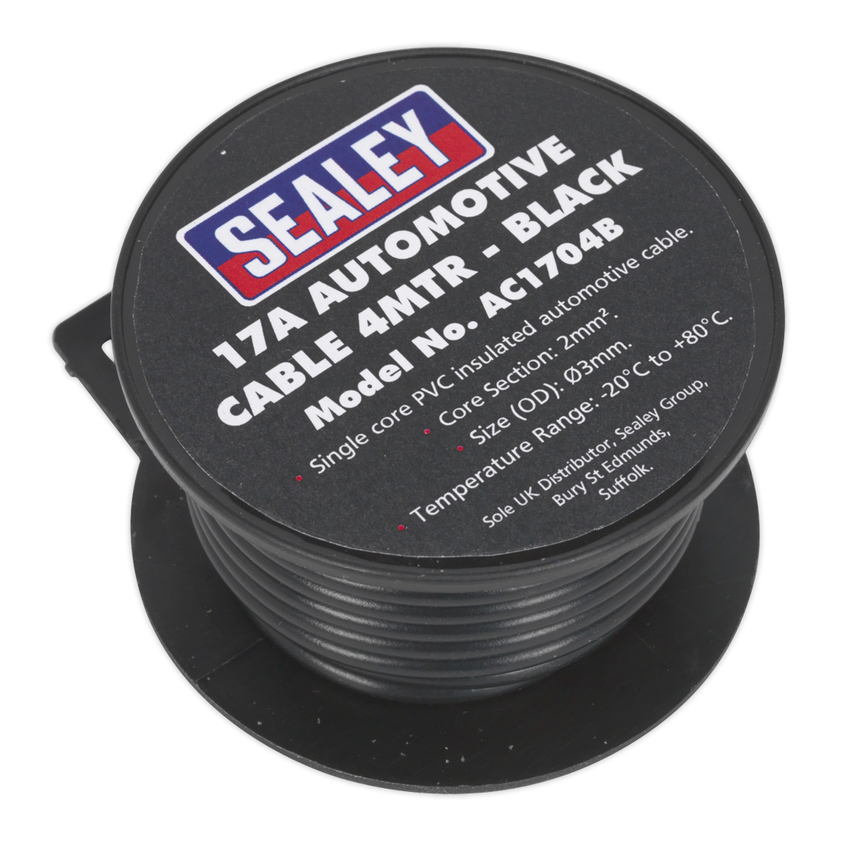 Sealey AC1704B 17A Thick Wall Automotive Cable 4m - Black