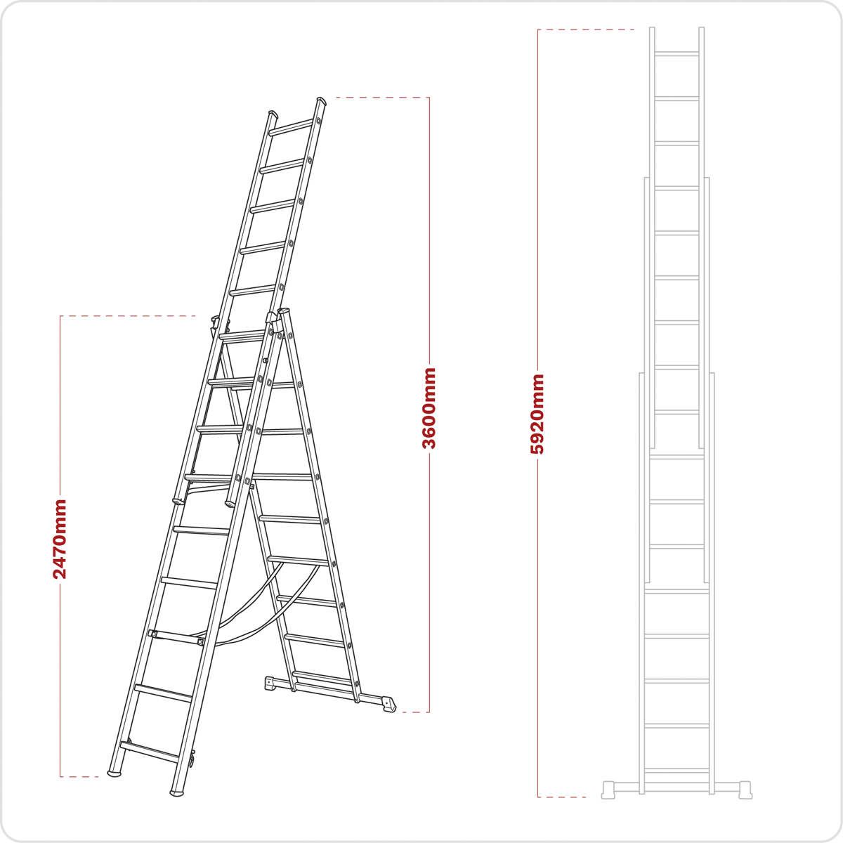 Sealey ACL3 Extension Combination Ladder 3 x 9 Aluminium - EN 131