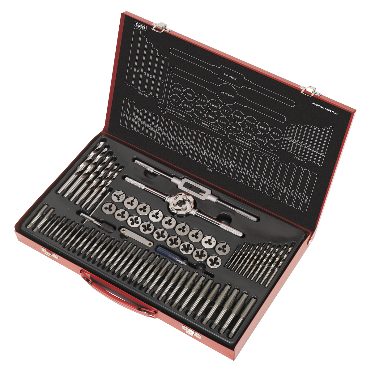 Sealey AK3076 Metric Tap & Die Set Split Dies 76pc