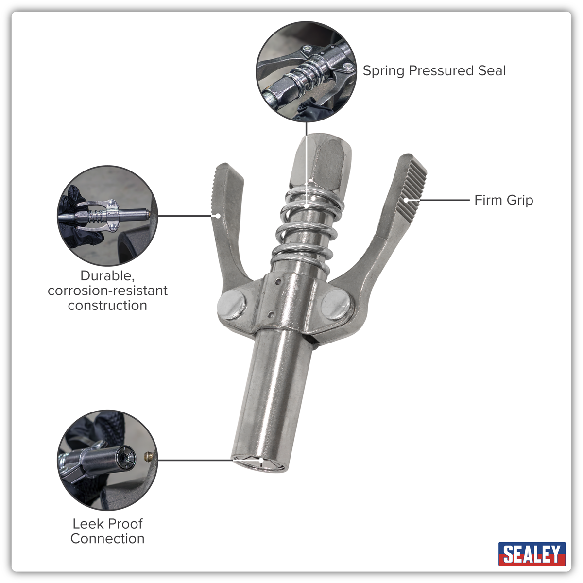 Sealey AK453 Double Handle Grease Gun Coupler