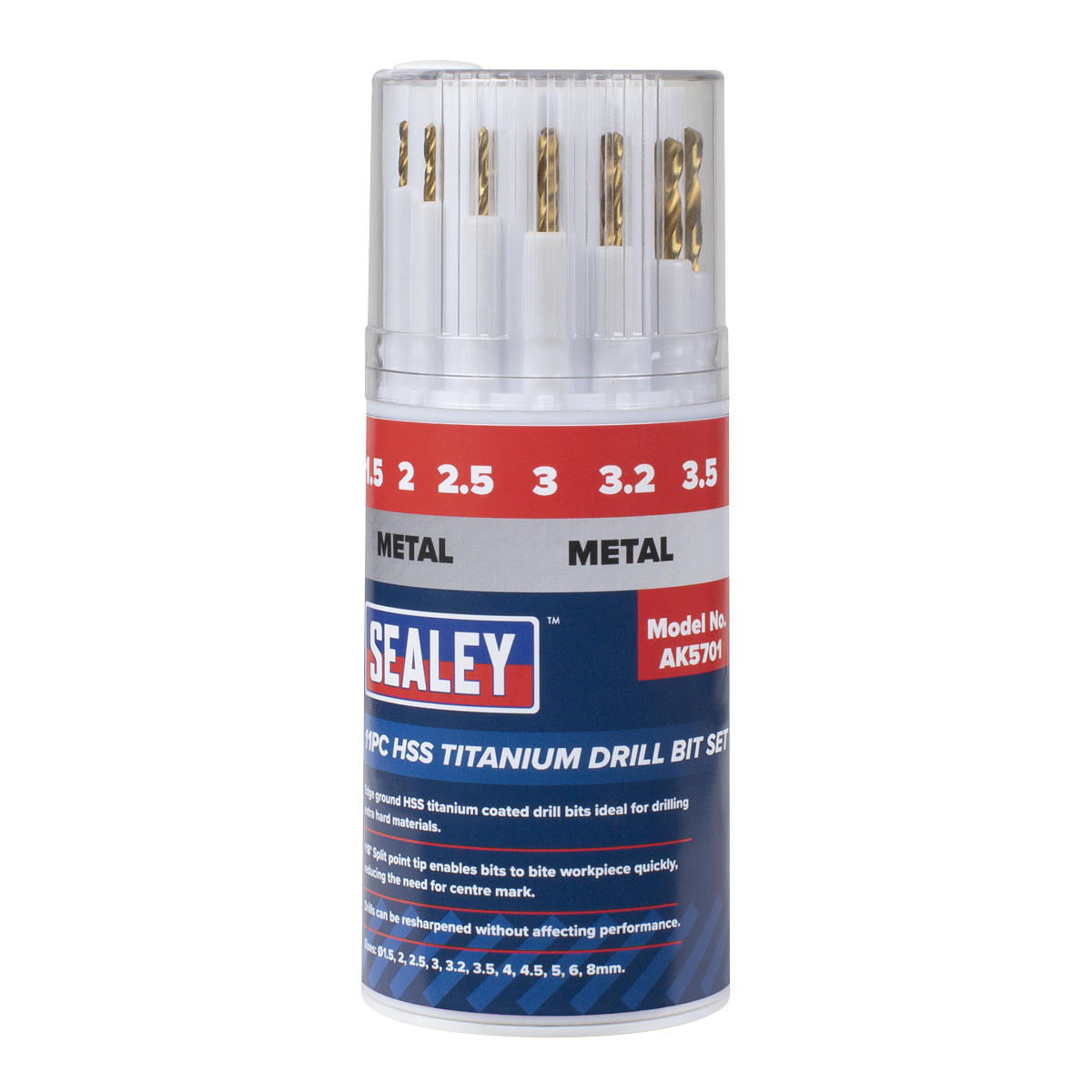 Sealey AK5701 HSS Titanium Drill Bit Set 11pc