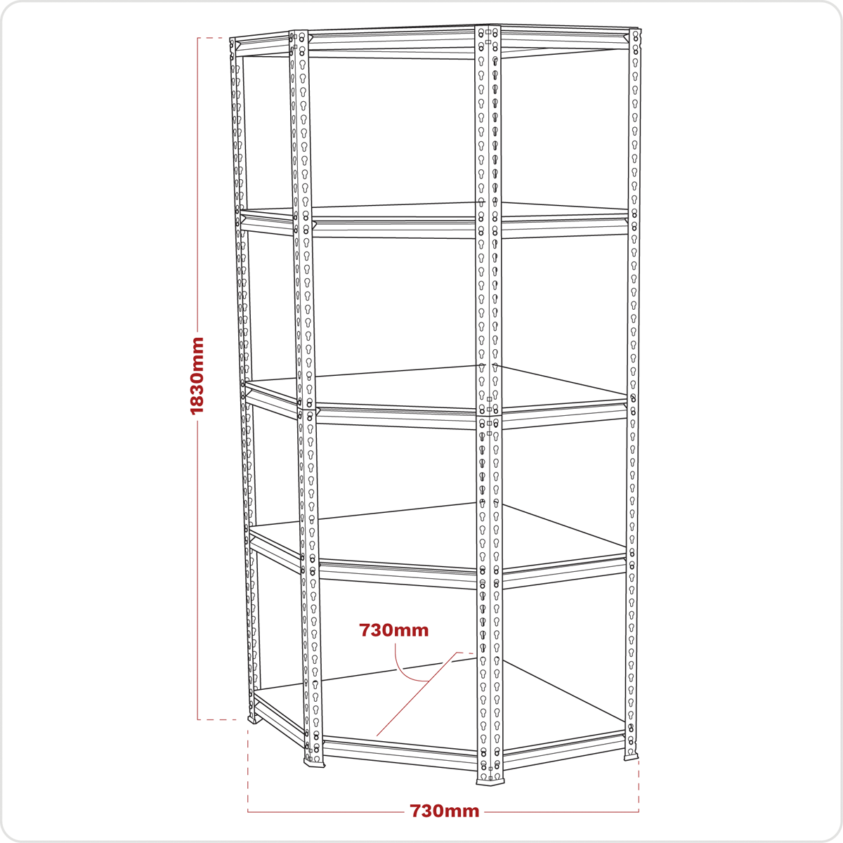 Sealey AP7150C 5-Level Corner Racking Unit 150kg Capacity Per Level