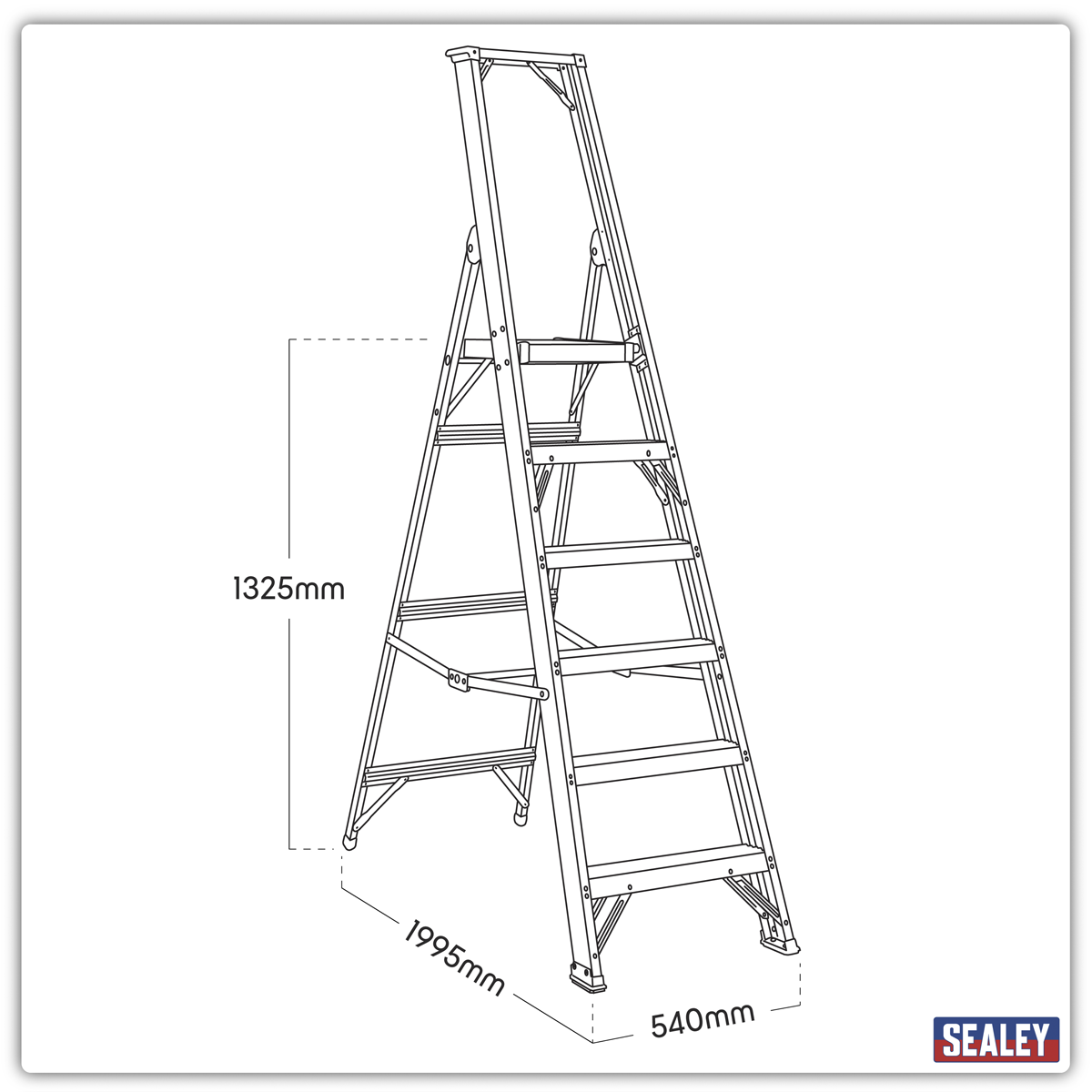 Sealey AXL6 Industrial Step Ladder 6-Tread Aluminium - EN 131