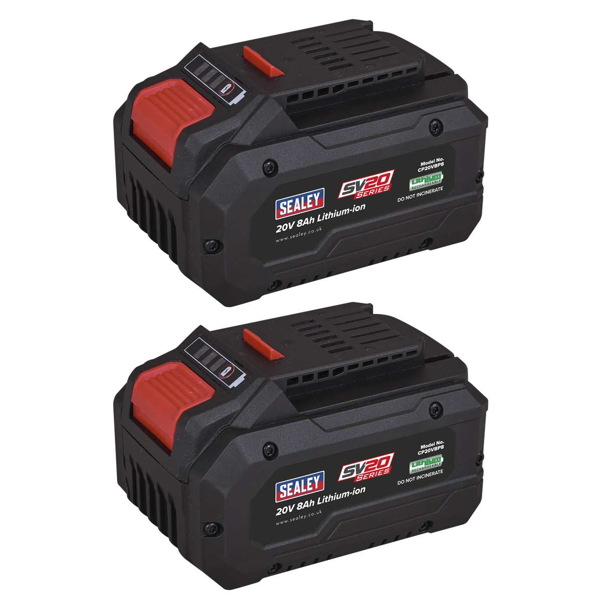 Sealey BK08 SV20 Series Power Tool Battery 20V 8Ah - Pack of 2