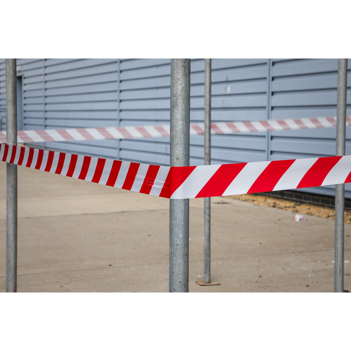 Sealey BTRW Non-Adhesive Hazard Warning Barrier Tape 80mm x 100m - Red/White