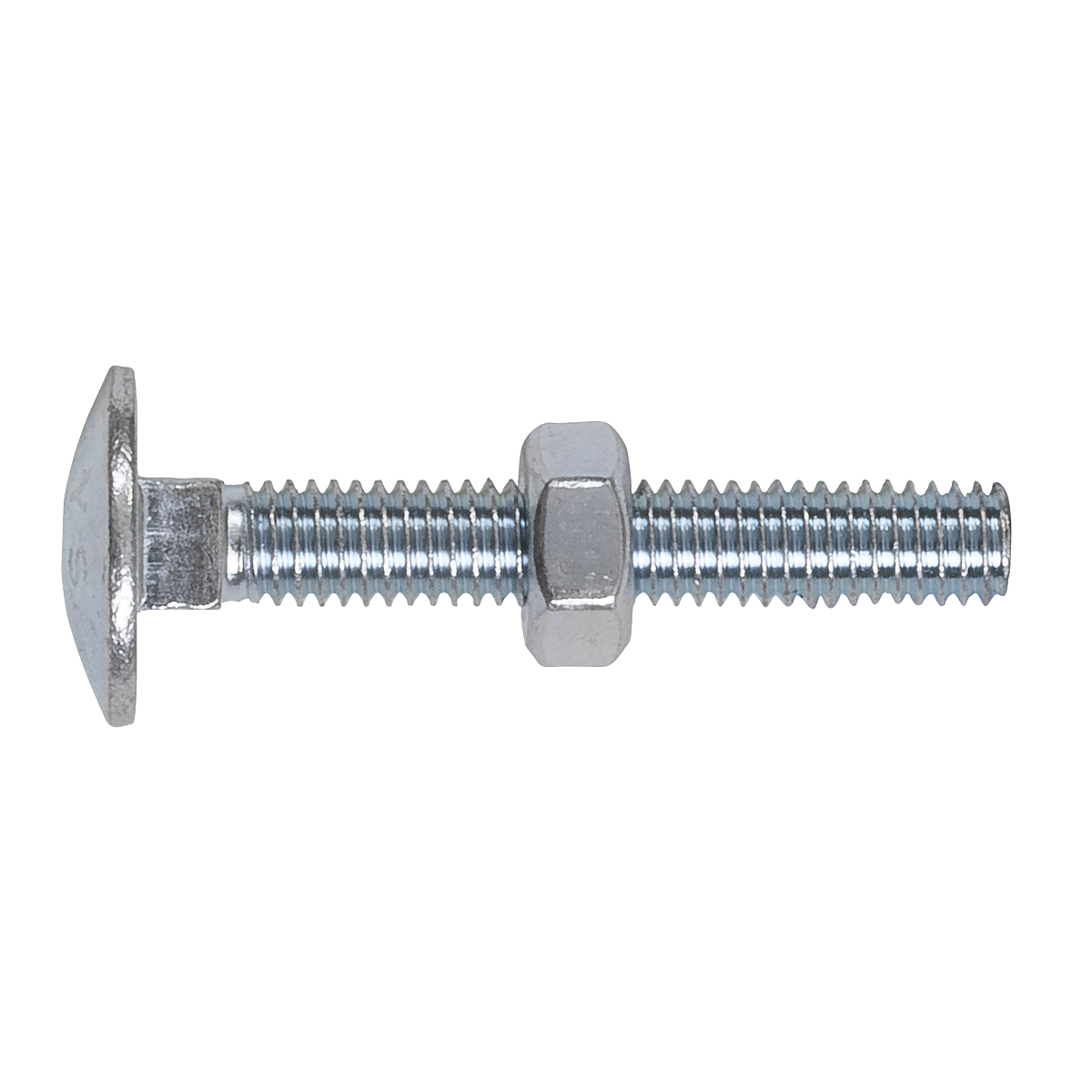 Sealey CBN640 Zinc Plated Coach Bolt & Nut M6 x 40mm, DIN 603 - Pack of 100