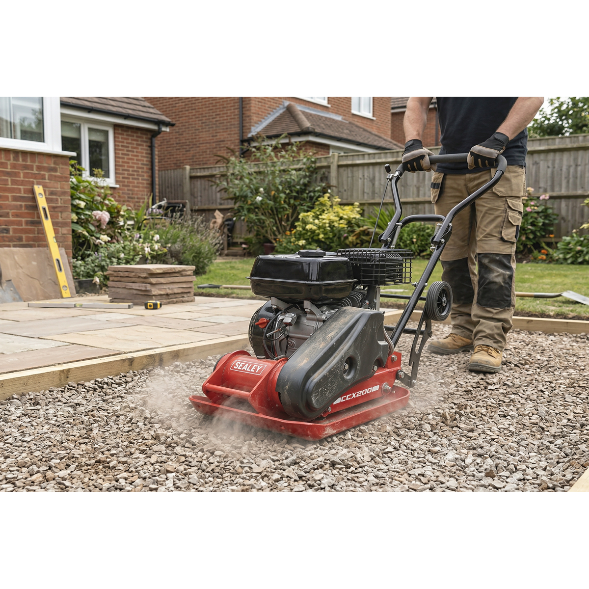 Sealey CCX200 Petrol Plate Compactor with Wheel Kit 61kg Capacity