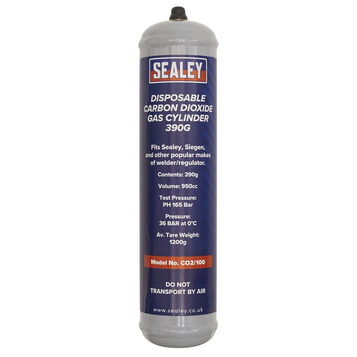 Sealey CO2/100/12 Disposable Carbon Dioxide Gas Cylinder 390g - Box of 12