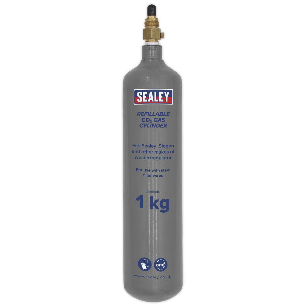 Sealey CO2/1KG Refillable Carbon Dioxide Gas Cylinder 1kg