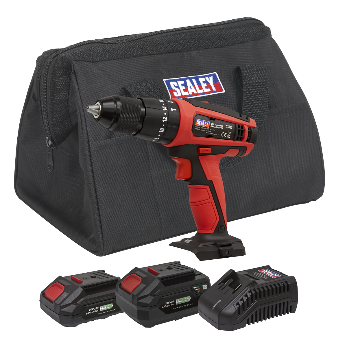 Sealey CP20VDDKITEU SV20 Series 13mm Cordless Combi Drill Kit 20V - 2 Batteries & Euro Plug