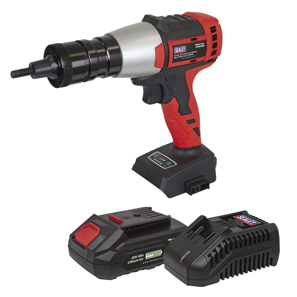 Sealey CP20VNRKIT1 SV20 Series Brushless Cordless Nut Riveter 20V 2Ah