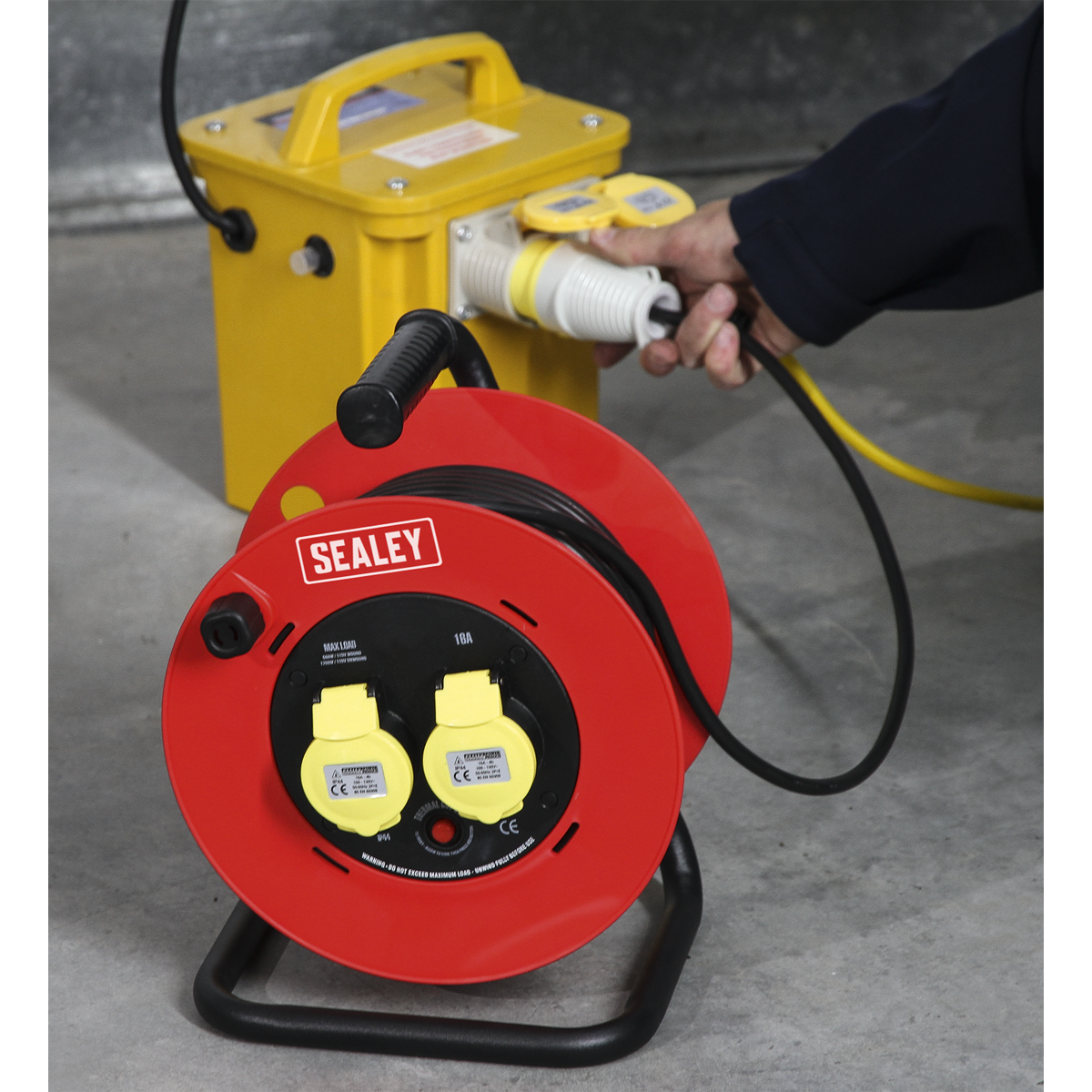 Sealey CR12515 25m Heavy-Duty Cable Reel with Thermal Trip 2 x 110V