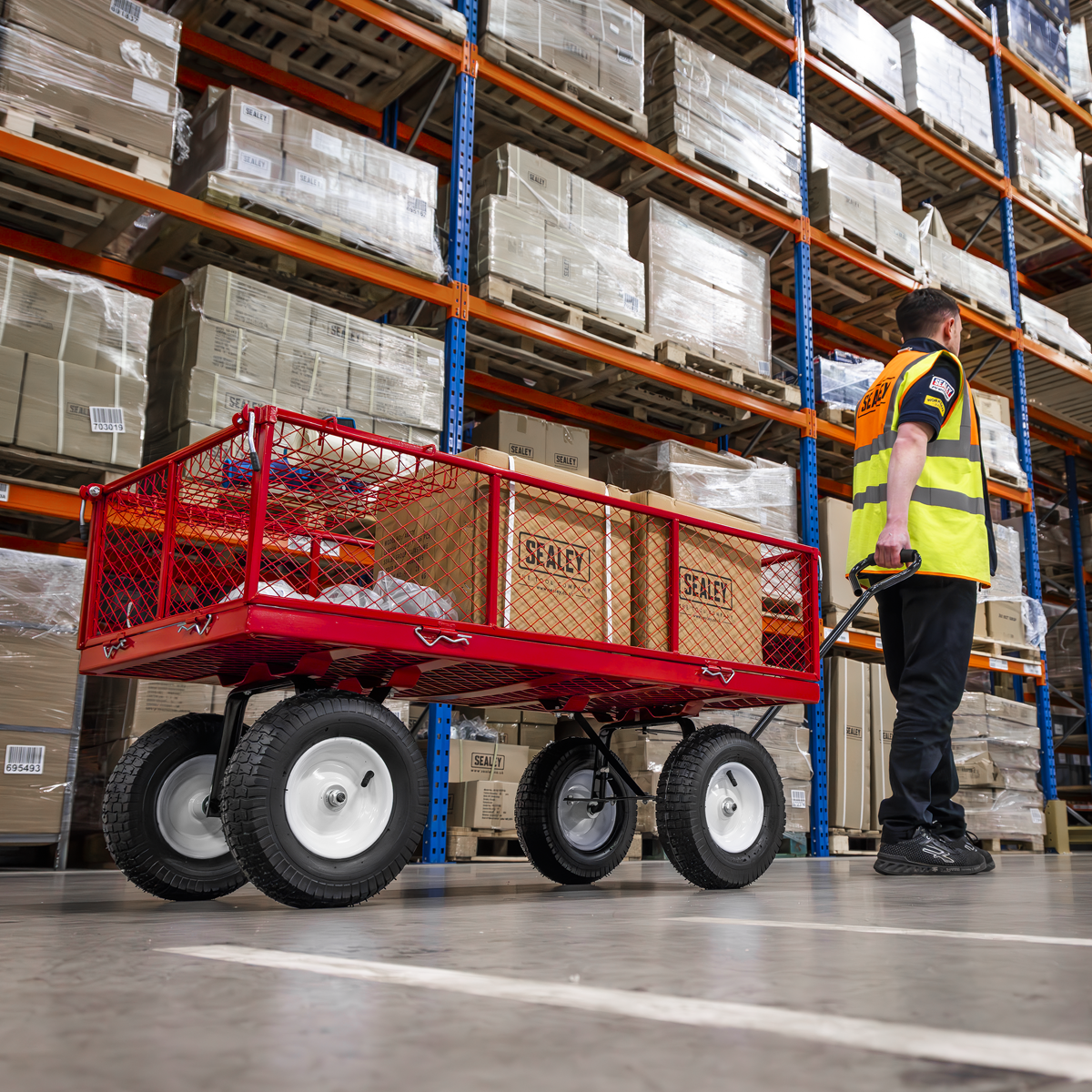 Sealey CST806 Platform Truck with Sides Pneumatic Tyres 350kg Capacity