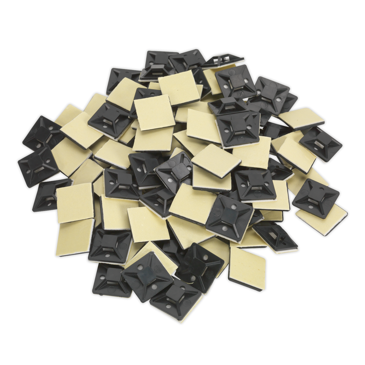 Sealey CTM2525B Self-Adhesive Cable Tie Mount 25 x 25mm, Black - Pack of 100