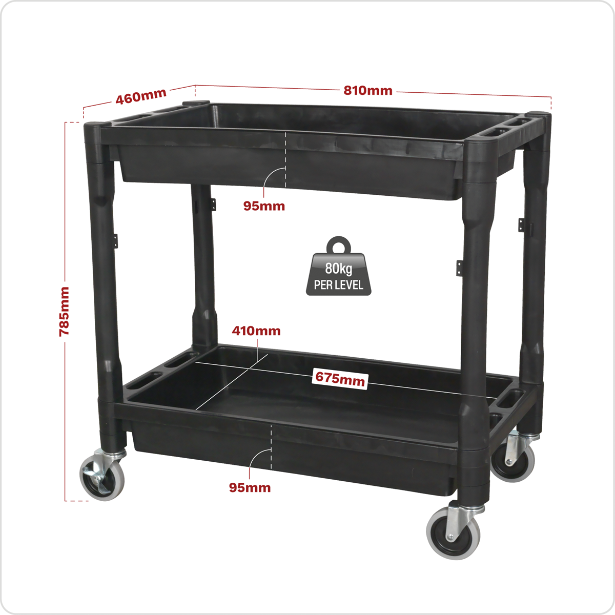 Sealey CX204 Composite Heavy-Duty Trolley 2-Level