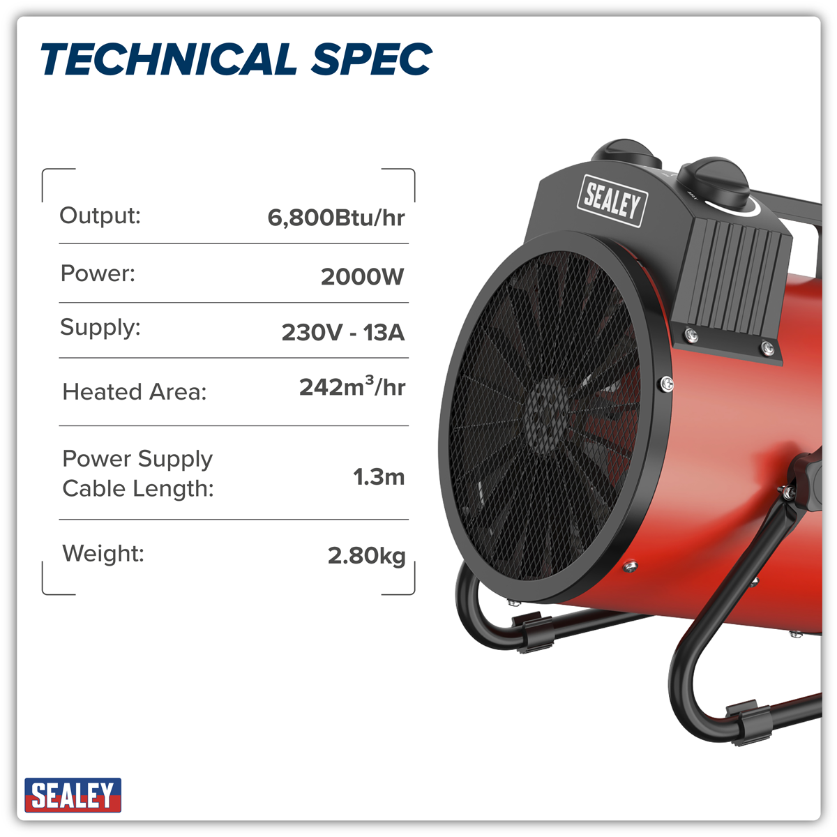 Sealey EH2001 Industrial Fan Heater 2000W/230V