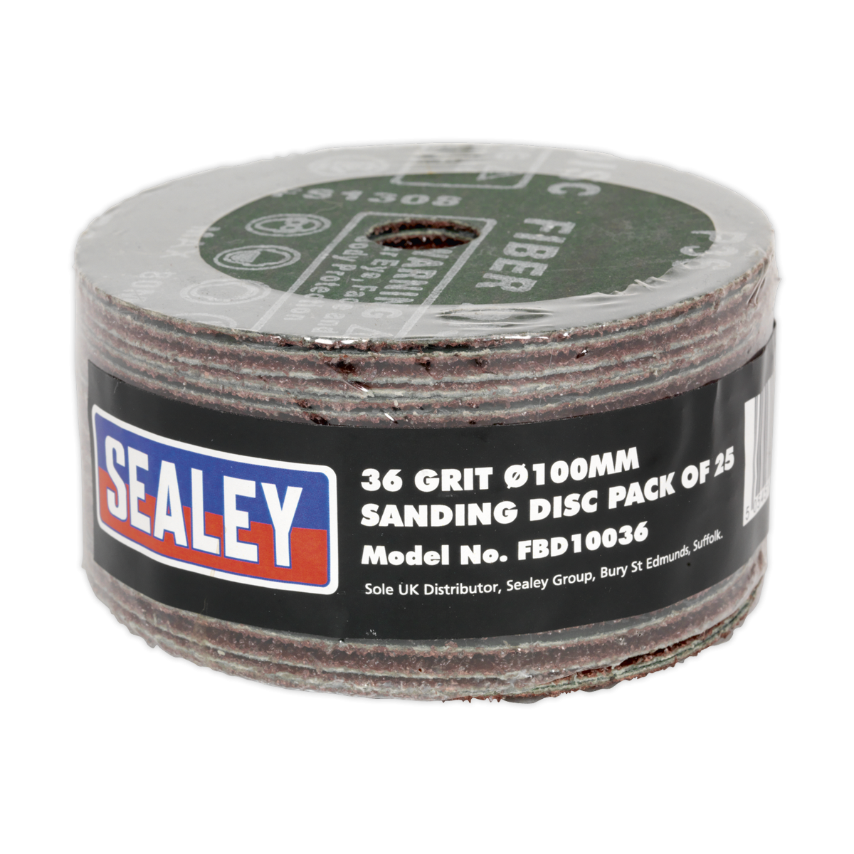 Sealey FBD10036 100mm Sanding Disc 36Grit - Pack of 25