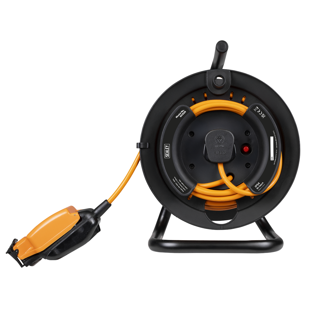 Sealey GCR25 25m IP54 Weatherproof In-line Socket with Thermal Cutout, & 3m Additional Plug Cable