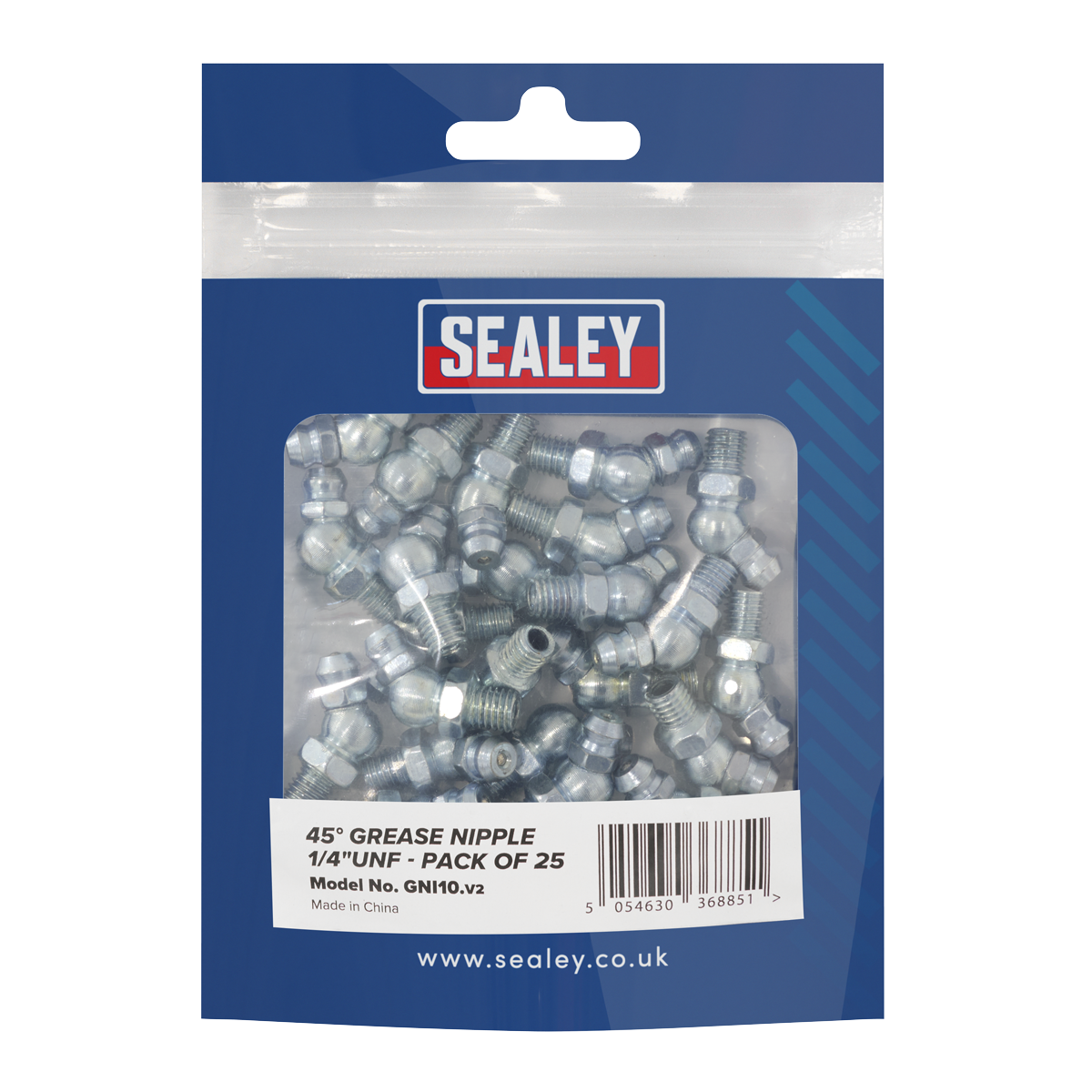 Sealey GNI10 45° Grease Nipple 1/4"UNF - Pack of 25