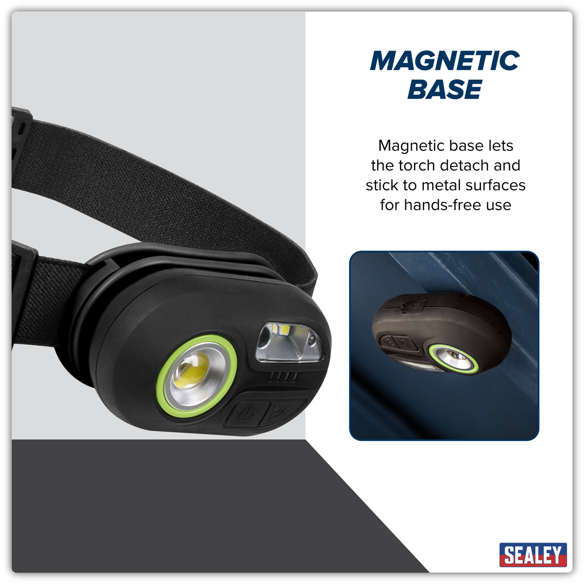 Sealey HT300R Rechargeable Headlight with Auto-Sensor 3W COB & 1W SMD LED