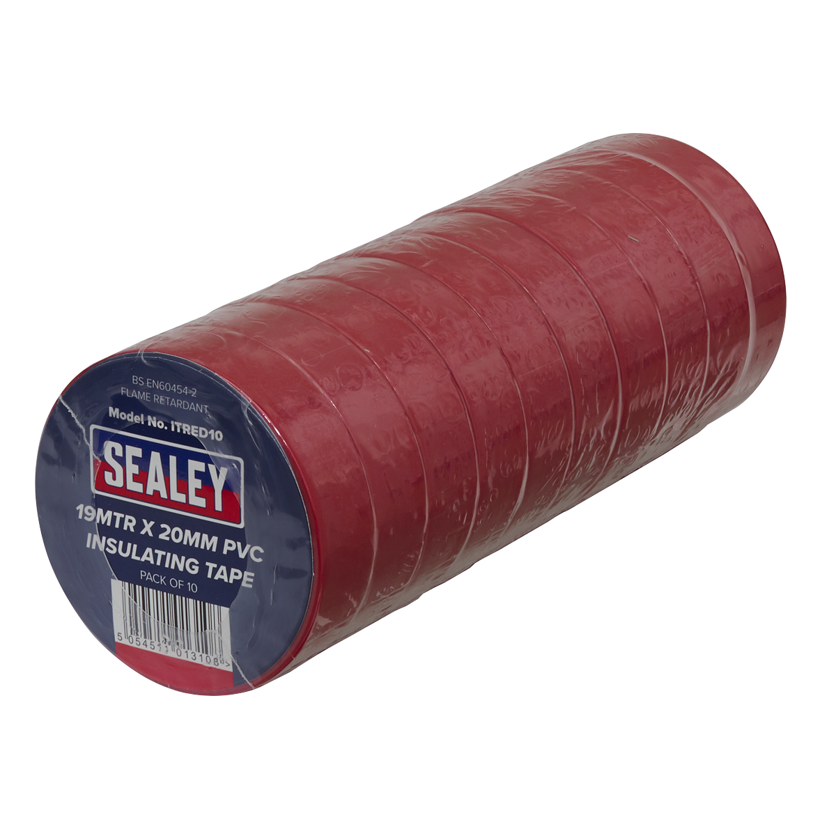 Sealey ITRED10 PVC Insulating Tape 19mm x 20m, Red - Pack of 10