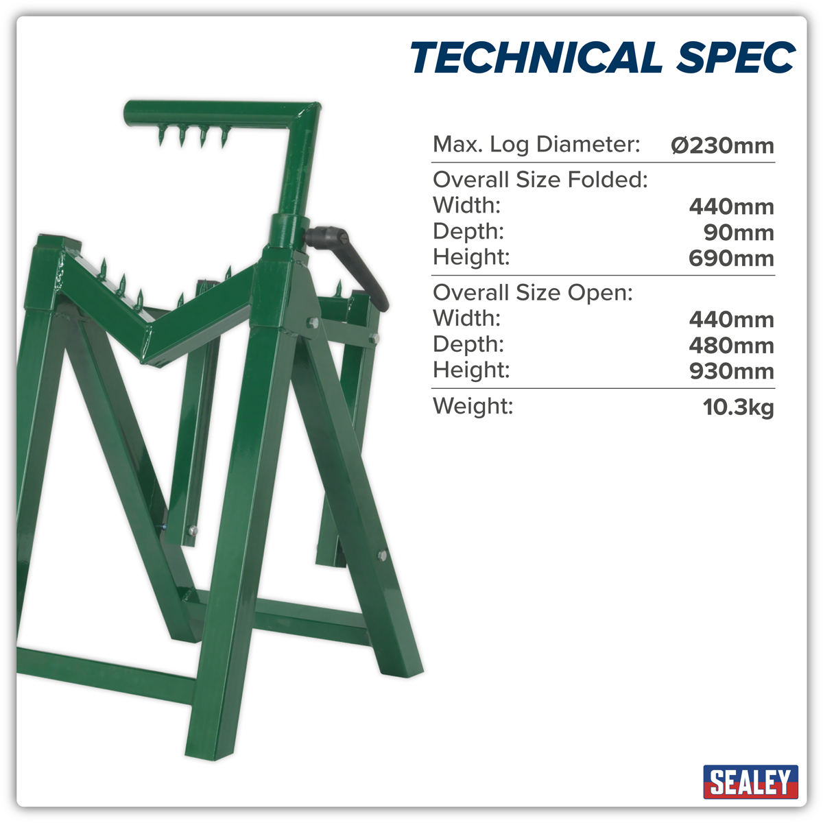 Sealey LC300ST Heavy-Duty Log Stand 230mm Capacity