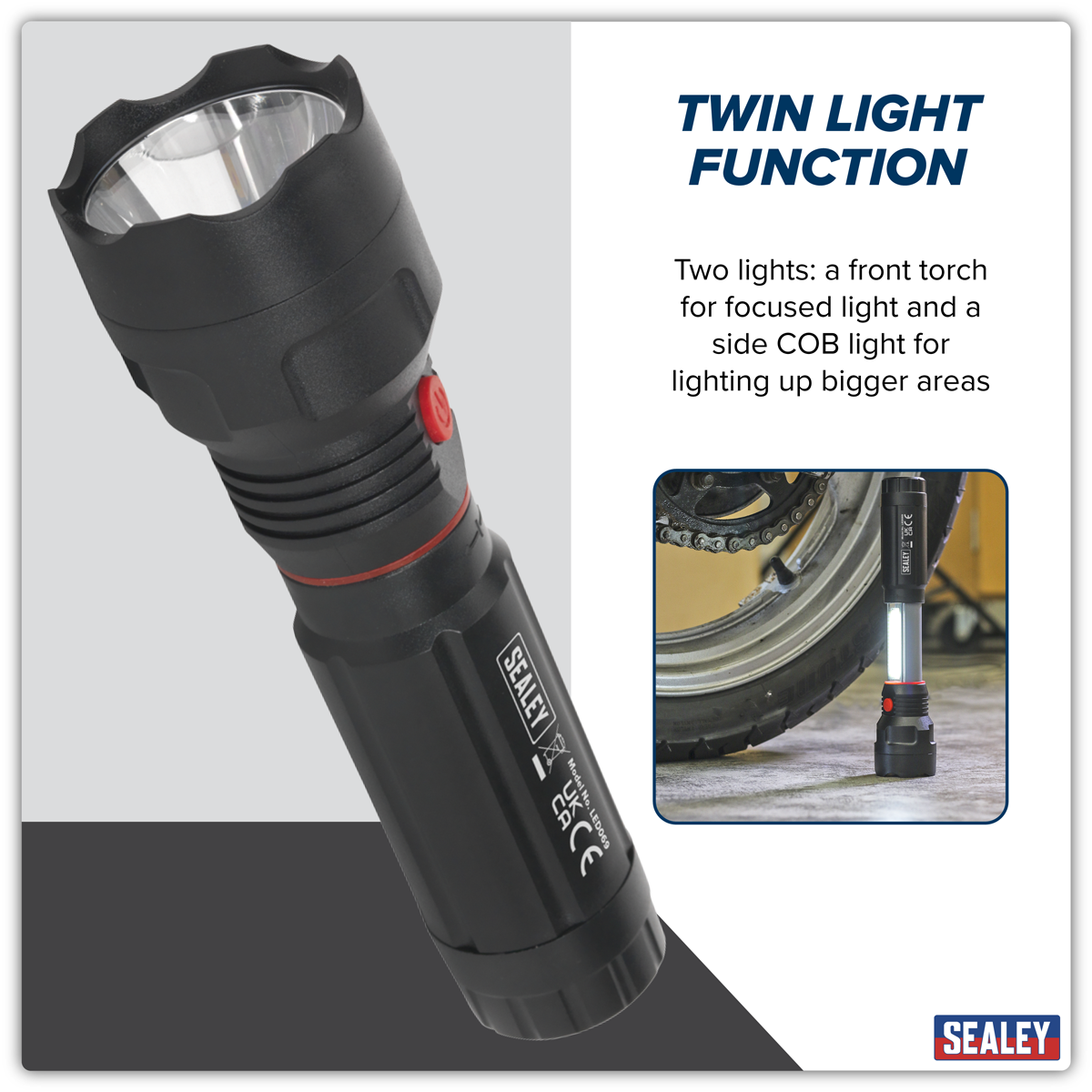 Sealey LED069 Torch/Inspection Light 3W COB & 3W LED