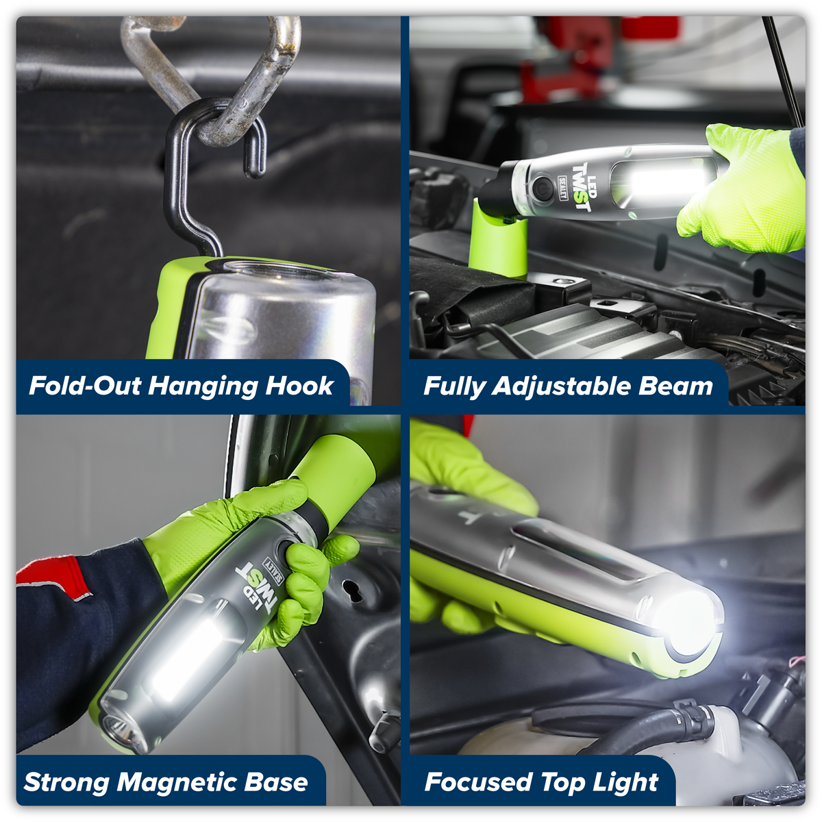 Sealey LED3001G Rechargeable LED Twist® Inspection Light 20W COB + 3W SMD, 3000lm, Magnetic Base & Power Bank