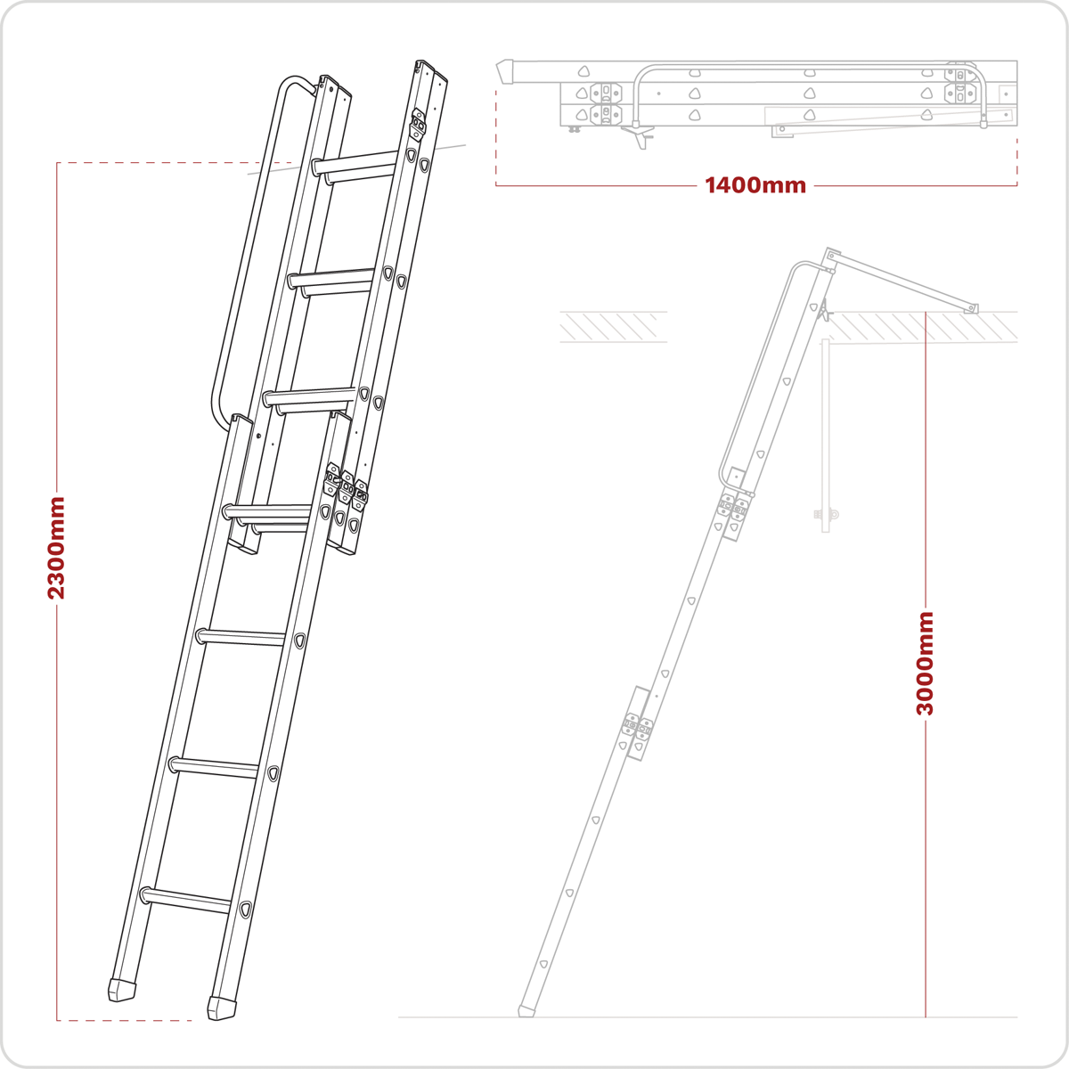 Sealey LFT03 3-Section Loft Ladder - EN 14975