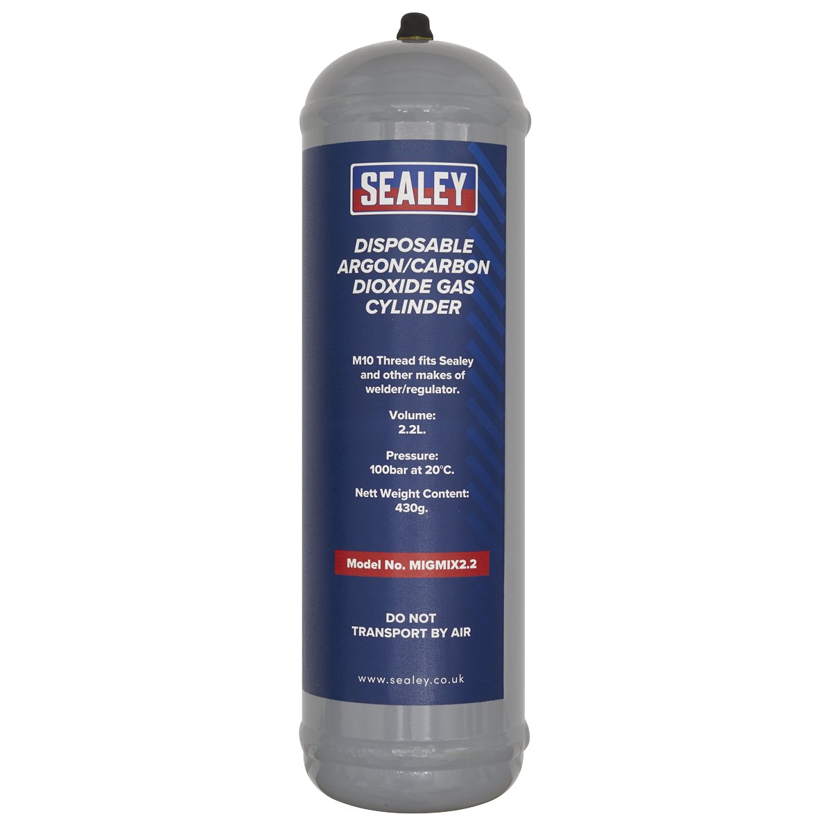 Sealey MIGMIX2.24 Disposable Argon/Carbon Dioxide Gas Cylinder 430g, 2.2L - Pack of 4