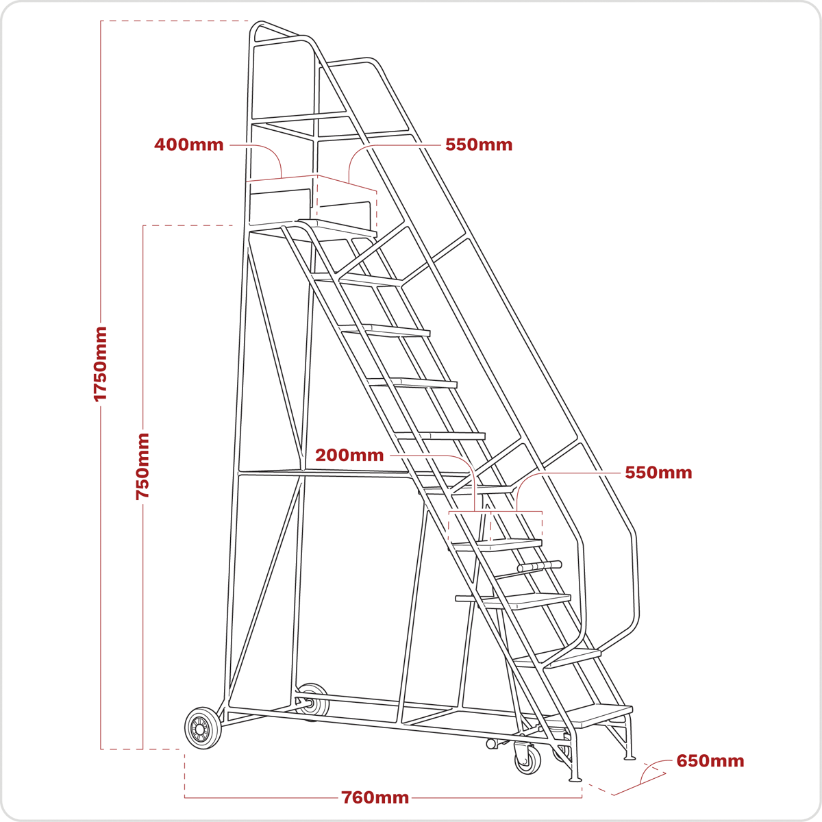 Sealey MSS03 Mobile Safety Steps 3-Tread