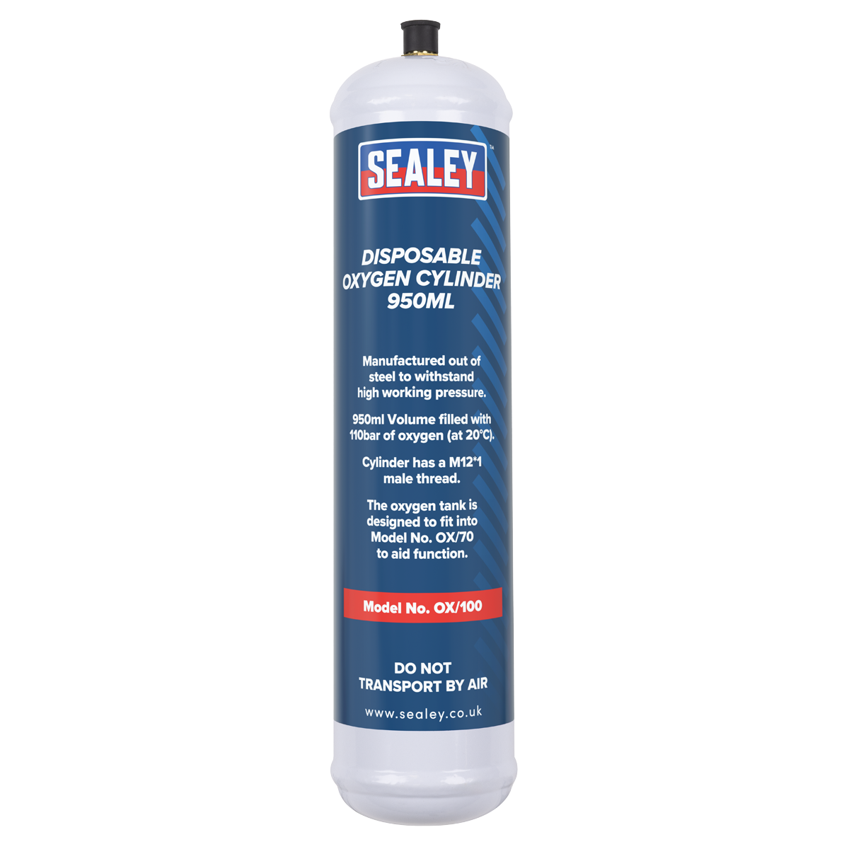Sealey OX/1006 Disposable Oxygen Cylinder 950ml - Pack of 6