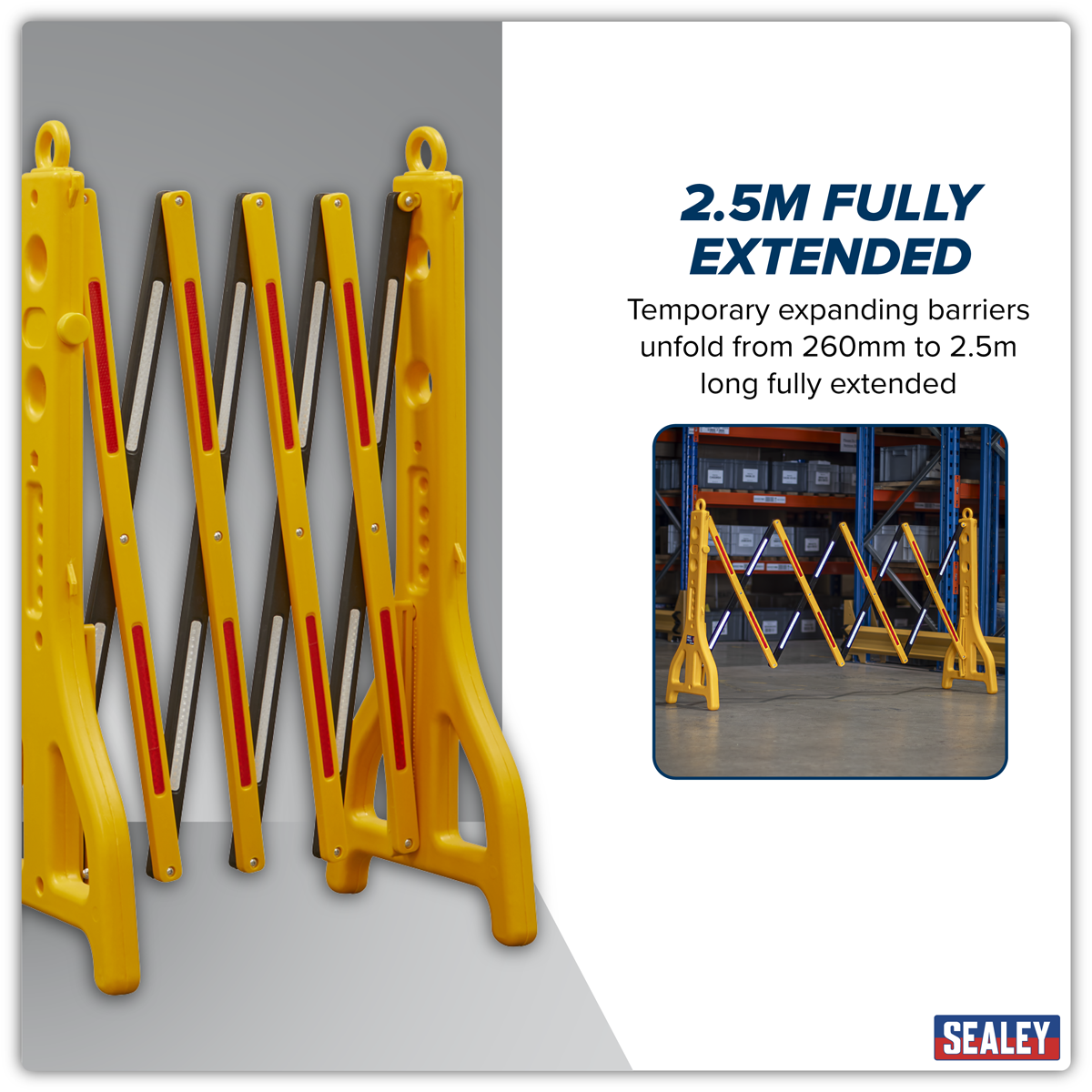 Sealey PFB2500 Plastic Folding Barrier 2500mm