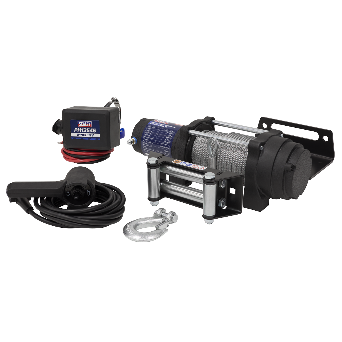 Sealey PH12545 Geared Winch with Brake 450kg Line Pull 12V