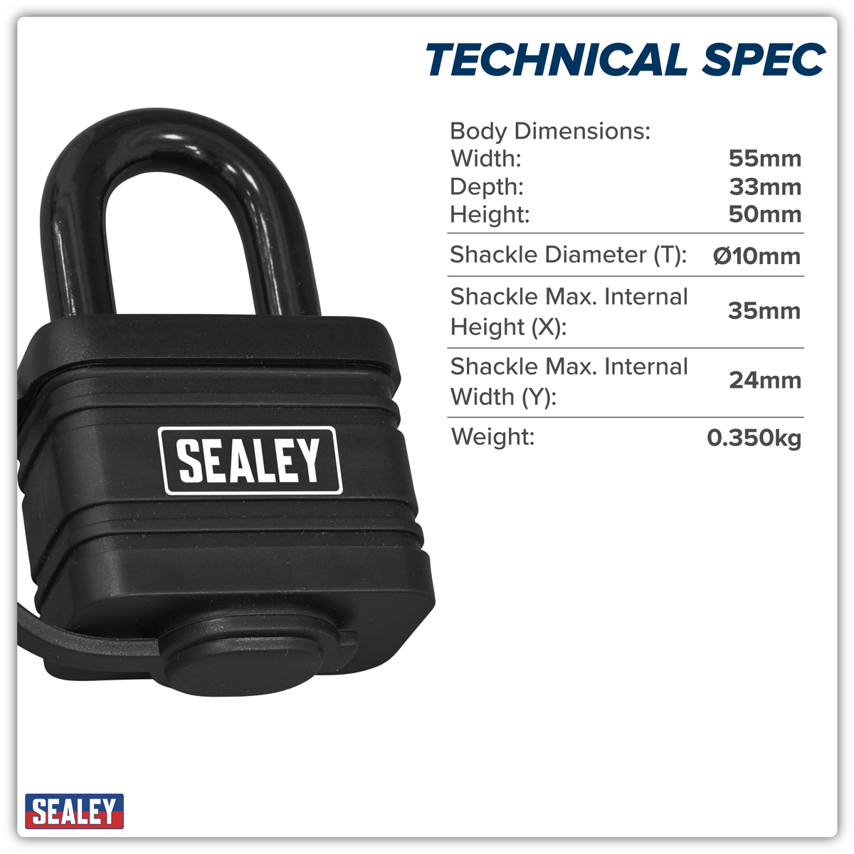Sealey PL302W Steel Body Weatherproof Padlock 54mm