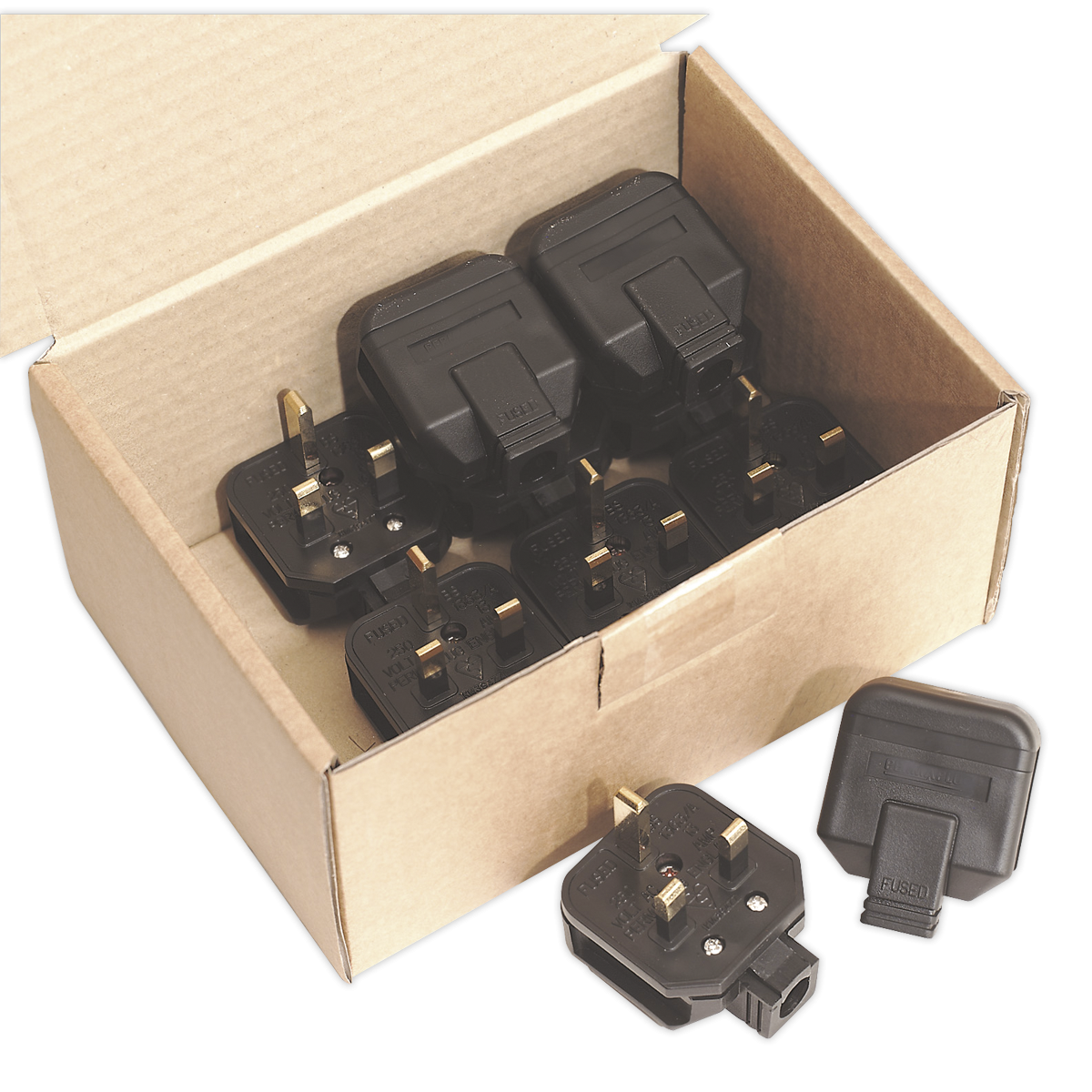 Sealey PL/13/3 13A Heavy-Duty Rewirable Plug - Black - Pack of 10