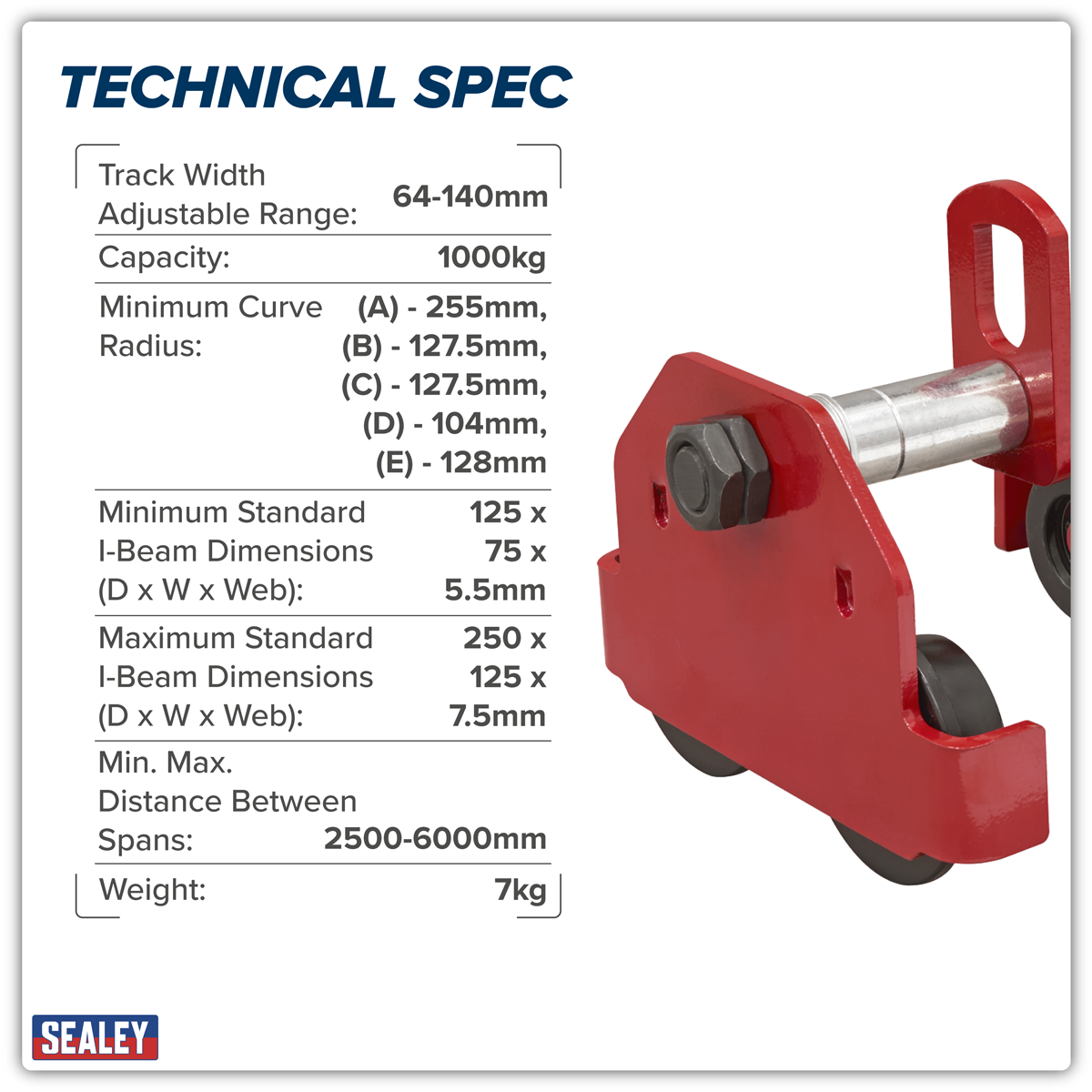 Sealey PT1000 Plain Trolley 1 Tonne