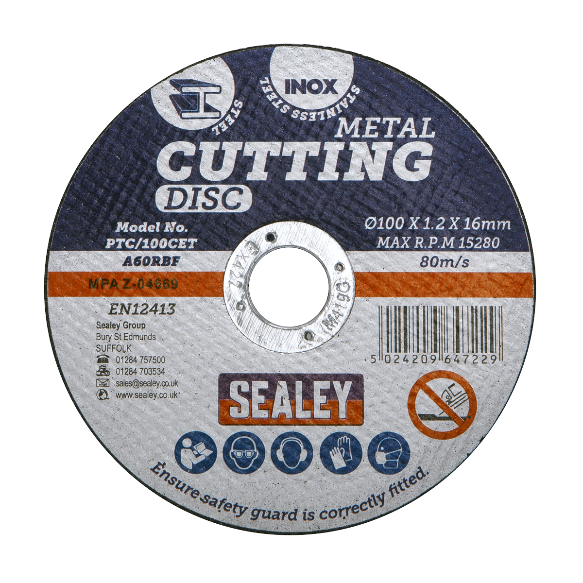 Sealey PTC/100CET 100 x 1.2mm Cutting Disc 16mm Bore
